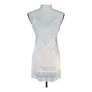 VTG White Lace Bridal Slip Dress Chemise Nightgown Romantic Wedding Lingerie Sm